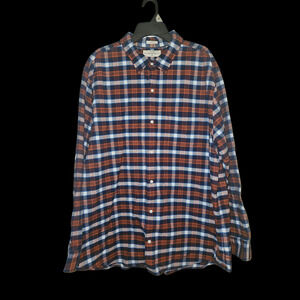Hawker Rye Oxford Plaid‎ Blue & Orange Mens Shirt Stretch size XXL 2X Button Up